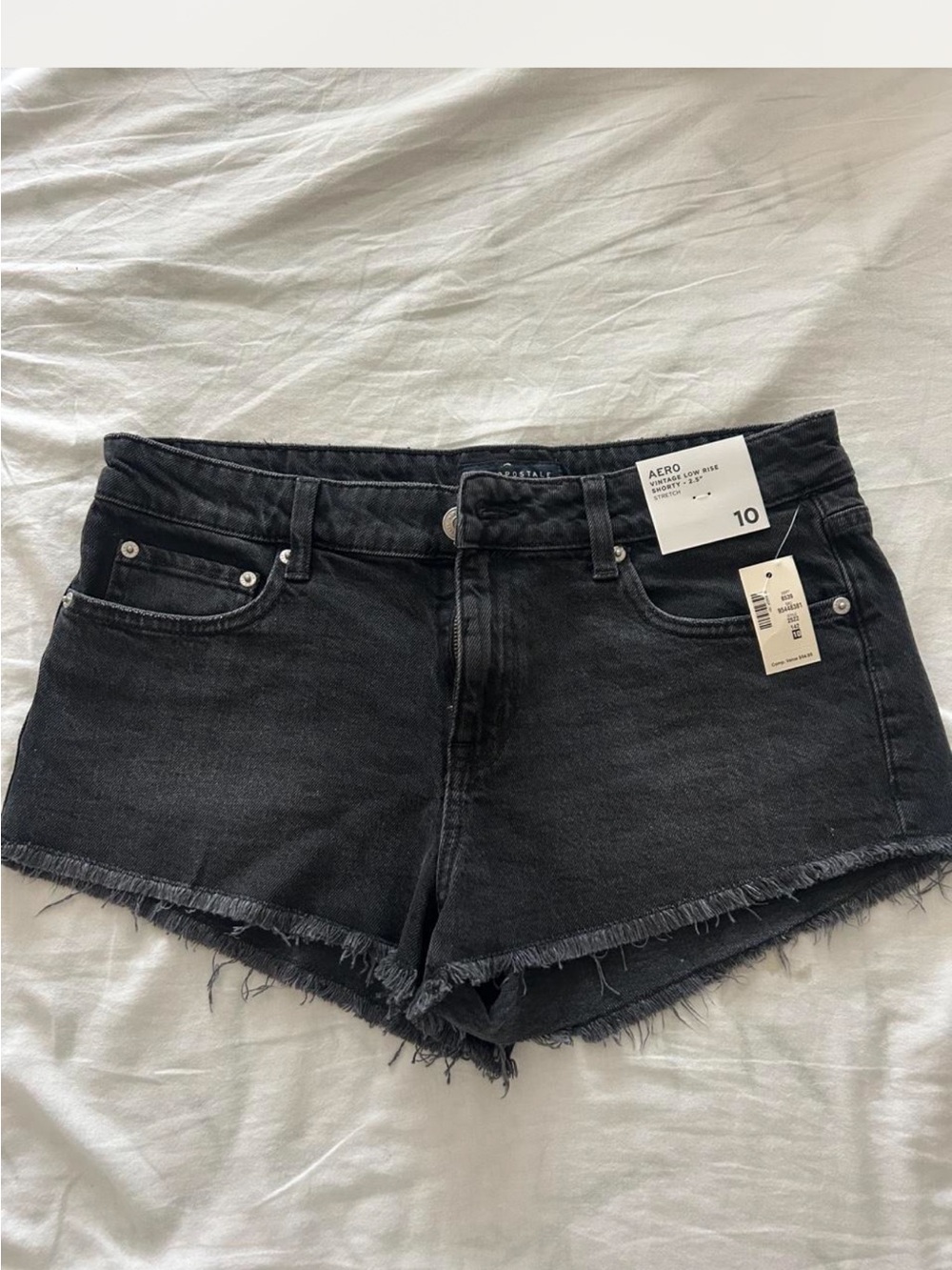 Aeropostale Black Frayed low rise Denim Shorts